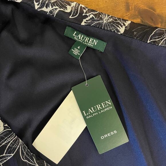 Ralph Lauren LRL Floral Georgette Maxi Dress Navy Cream One Shoulder Women's 4 - Picture 10 of 10